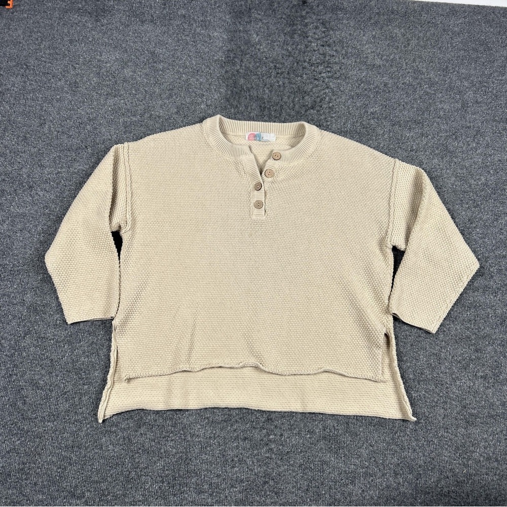 Free People Cream Button Sweater